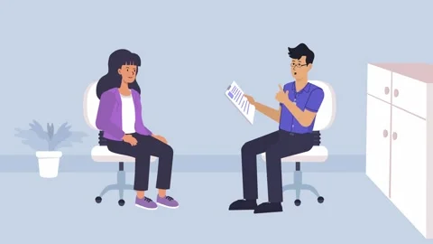 GP  Patient Check Up Discussion  Animated Medical Consultation Scene Stock Footage 303553783