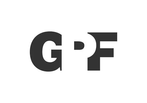 GPF logo design. Initial letter G P F bold font style for tech startups, co.. Stock Illustration