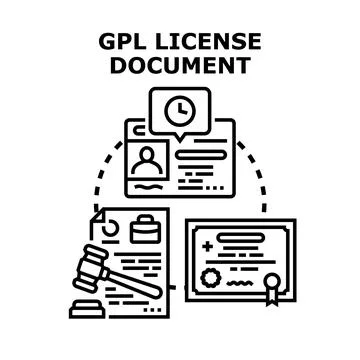 Gpl license document process and legal agreement concept Stock Illustration