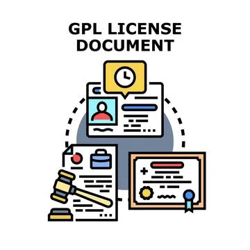 Gpl license document process and legal agreement concept Stock Illustration
