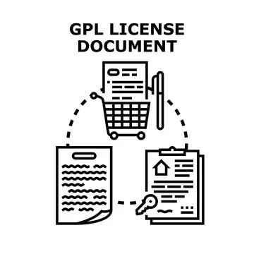 Gpl license document process concept vector illustrating acquisition Stock Illustration