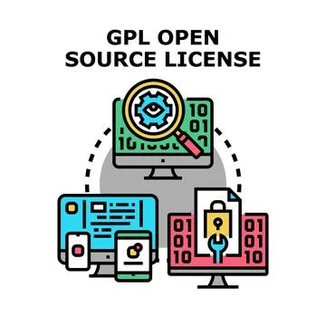 Gpl open source license software developing concept Stock-Illustration