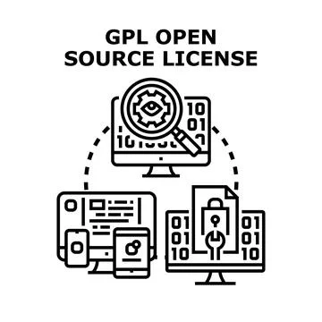 Gpl open source license software developing concept Stock Illustration