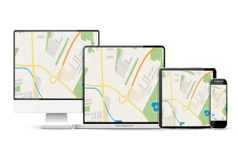 GPS Abstract generic city map with roads, Stock Illustration