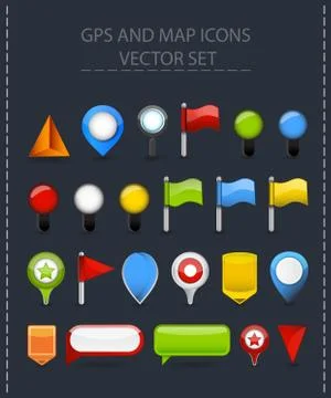 GPS and map icon vector set Stock Illustration