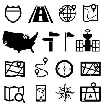 GPS and navigation icons Stock Illustration
