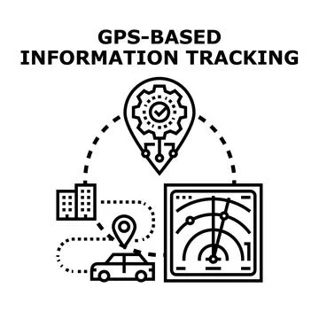 Gps based information tracking concept vector icon Stock Illustration