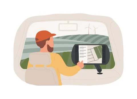 GPS based plant mapping isolated cartoon vector illustrations. Stock Illustration