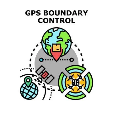 Gps boundary control managing global location tracking Stock Illustration