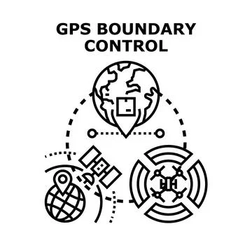 Gps boundary control managing global location tracking Stock Illustration