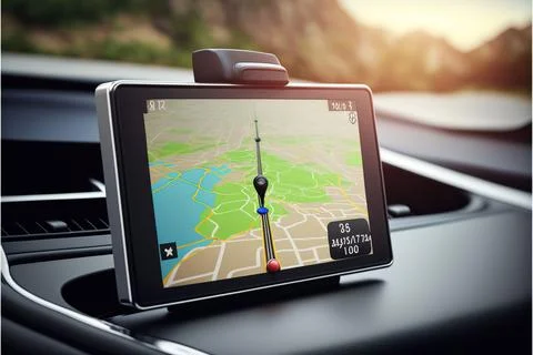 Gps on car by smartphone, navigation, using gps, travel, driving, Made by A.. Stock Illustration