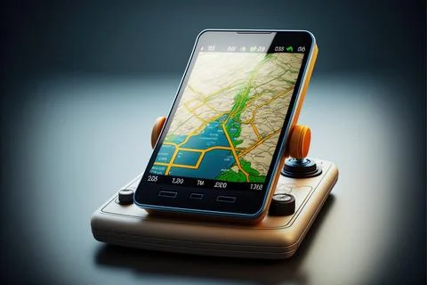 Gps on car by smartphone, navigation, using gps, travel, driving, Made by A.. Stock Illustration