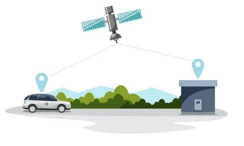 Gps car tracking technology system from satellite Stock Illustration