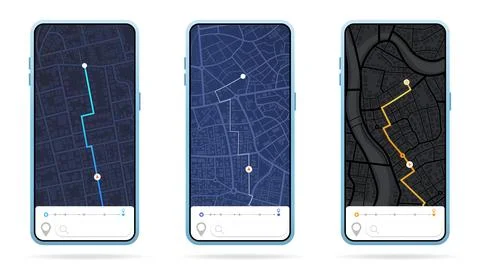 GPS city map app concept. Smartphone navigation application for travel with Stock Illustration