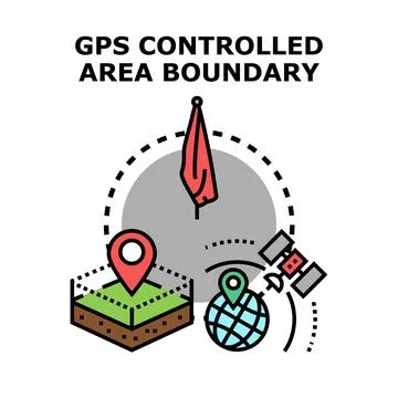 Gps controlling area boundary location pin concept Stock Illustration