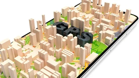 GPS coordinates. Find a road in a large metropolis. Online maps. Navigator in Video stock 112369593