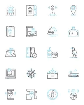 GPS coordinates linear icons set. Position, Location, Navigation, Mapping Stock Illustration