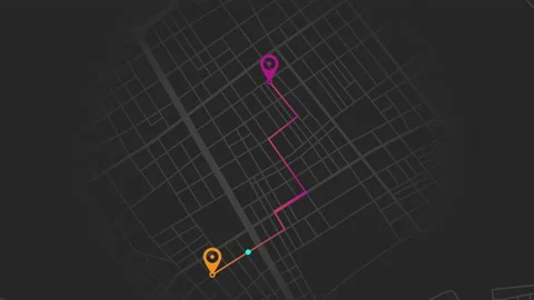 GPS delivery mark moves from point A to point B on the city map 스톡 동영상 139209155
