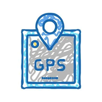 Gps device icon doodle illustration 스톡 일러스트