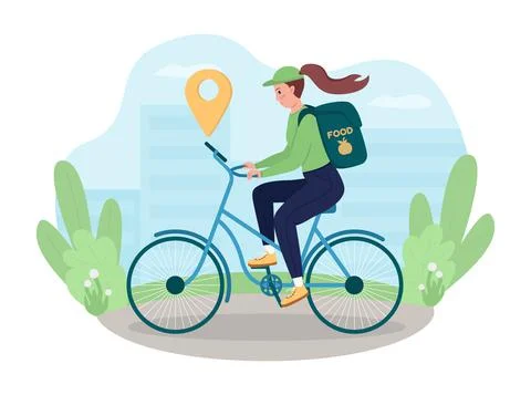Gps for eco delivery worker 2D vector isolated illustration Illustrazione stock