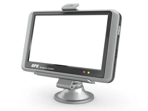 Gps with empty screen on white isolated background. 3d Gps with empty scre... 스톡 사진
