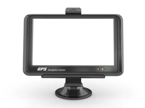 Gps with empty screen on white isolated background. 3d Gps with empty scre... 스톡 사진