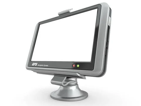 Gps with empty screen on white isolated background. 3d Gps with empty scre... 스톡 사진
