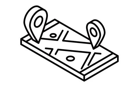 GPS-enabled smartphone maps, simple line drawings, DX, IT, logistics, distr.. Stock Illustration