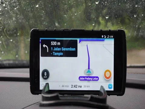 GPS gadget used when driving a car. Stock Footage 93607121