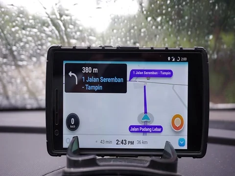 GPS gadget used when driving a car. Stock Footage 93607164