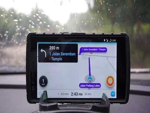 GPS gadget used when driving a car. Stock Footage 93607192