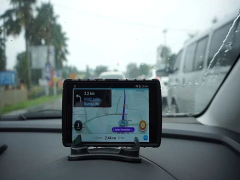 GPS gadget used when driving a car. Stock Footage 93607230