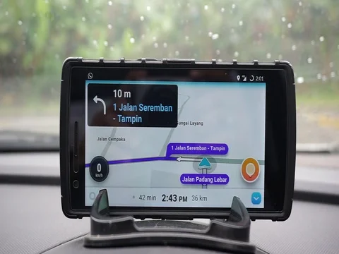 GPS gadget used when driving a car. Stock Footage 93607250