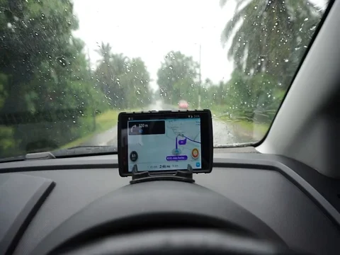 GPS gadget used when driving a car. Stock Footage 93607334