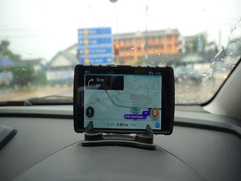 GPS gadget used when driving a car. Stock Footage 93607348