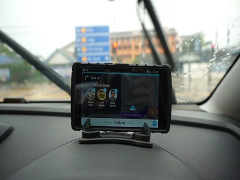 GPS gadget used when driving a car. Stock Footage 93607361