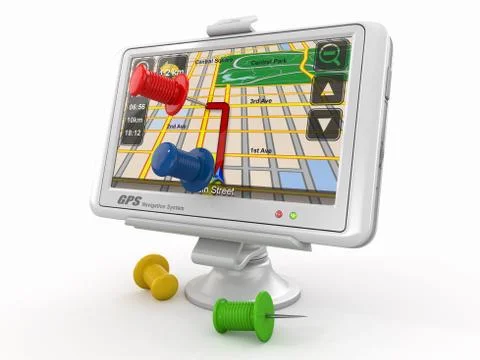Gps. global positioning system and thumbtacks Иллюстрация