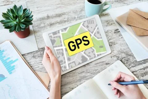 GPS Global Positioning System, Worldwide navigation and tracking concept with Фото