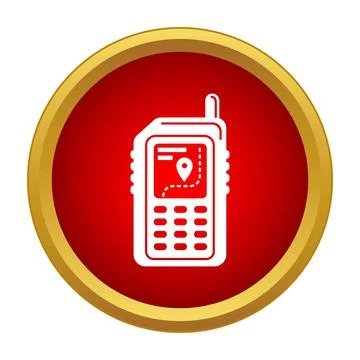 Gps handheld navigator icon showing location and route Stock Illustration