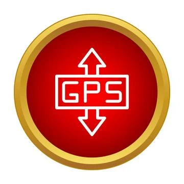 Gps icon with arrows symbolizing data transfer or direction Stock Illustration