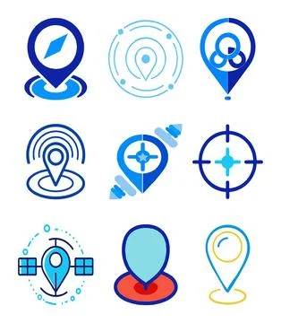 Gps icon design, Gps vector, Gps logo, Colorful Gps icon set, Gps line art Stock Illustration