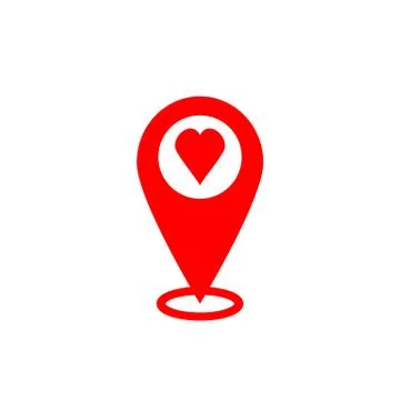 Gps icon, map pointer. Sign search for love. Valentine s Day. Vector Stock Illustration