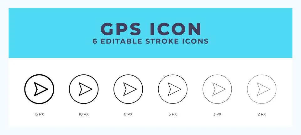 Gps icon set with different stroke. Design elements for logo. Vector illust.. Stock Illustration