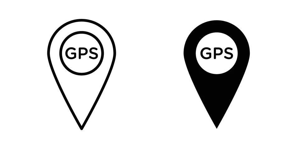 Gps icon thin line and clipart style vector set Stock Illustration