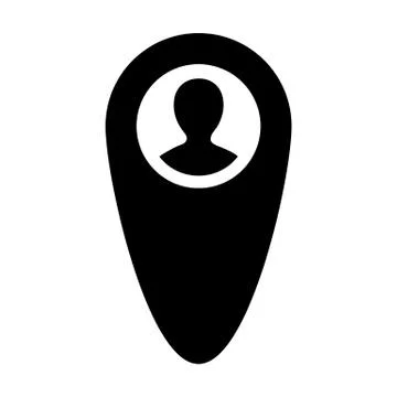 Gps icon vector male user person profile avatar with location map marker pin  Stock Illustration
