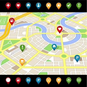 GPS like imaginary city MAP Stock Illustration