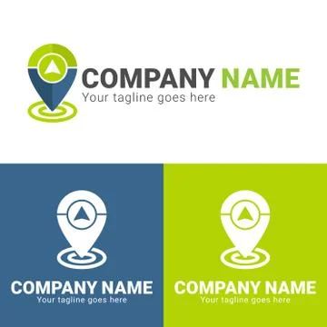 Gps location logo design template isolated on white background Illustrazione stock