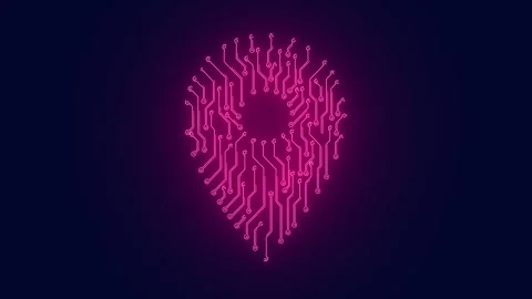 GPS location mark Digital navigation with chipset animation Stock Footage 241837334