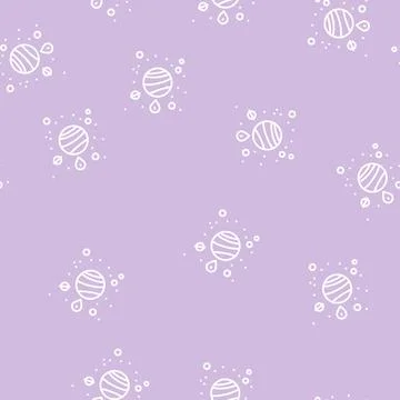 Gps location point on planet line seamless pattern Stock Illustration