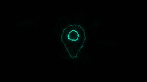 GPS location pointer icon with glitch art effect. Connected lines with dots Stock Footage 169301500